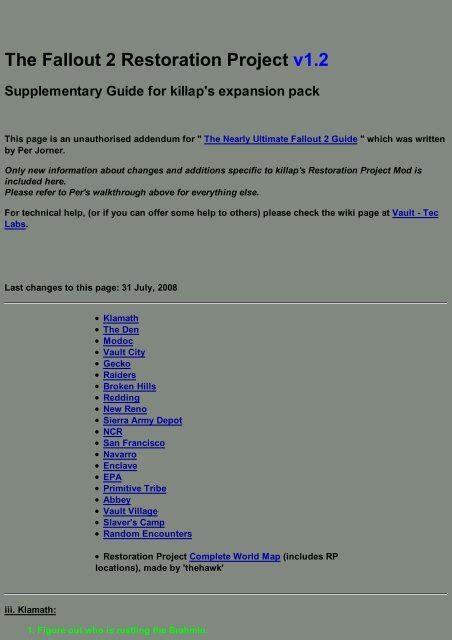 Guide to installing Fallout 2 with Restoration Project on  .